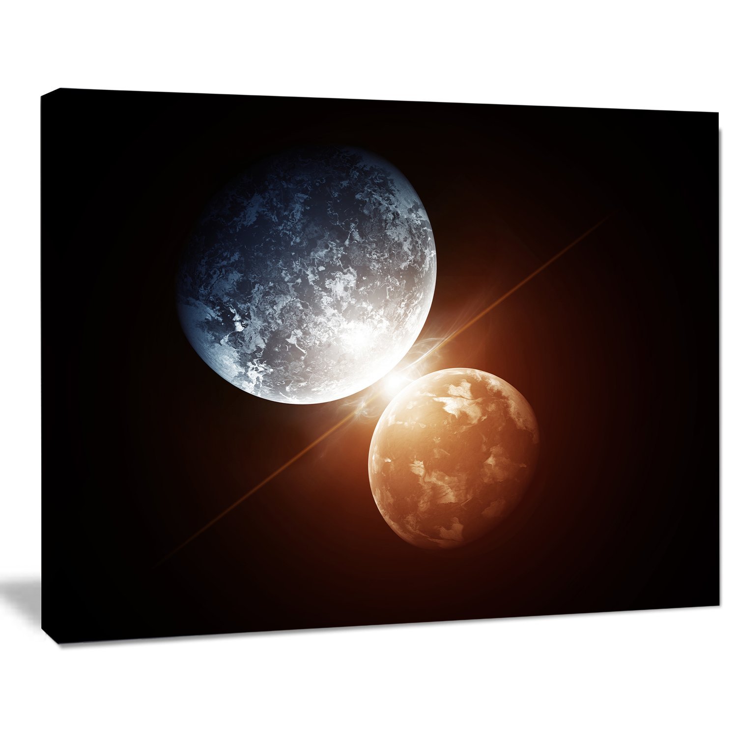 Kiss Between Two Planets - Stunning Space Canvas Art Print for Home & Office Decor | Astronomy Lover Gift | Living Room, Bedroom Wall Art