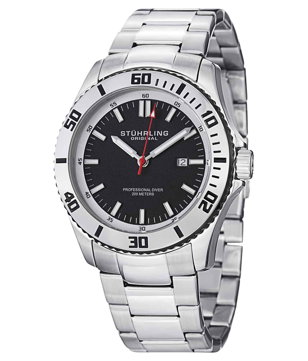 Black Dial / Silver Case / Silver Stainless Steel Bracelet Deployant Buckle 2