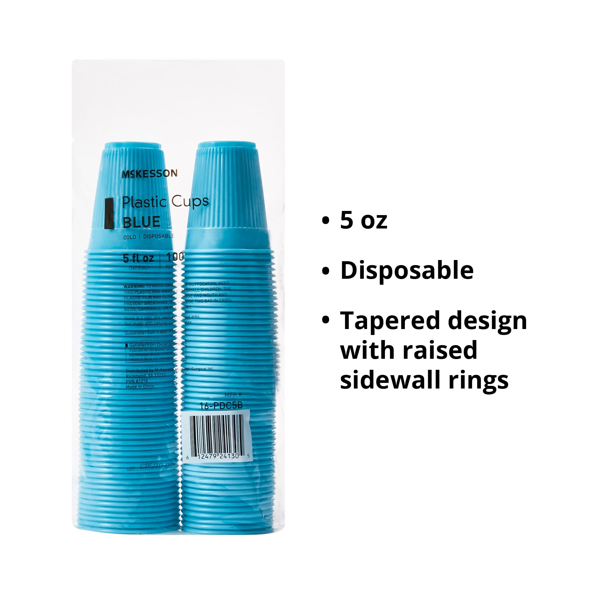 McKesson 5 oz Disposable Plastic Drinking Cups - Polypropylene, Blue, 2500 Count - Perfect for Parties, Events, and Office Use