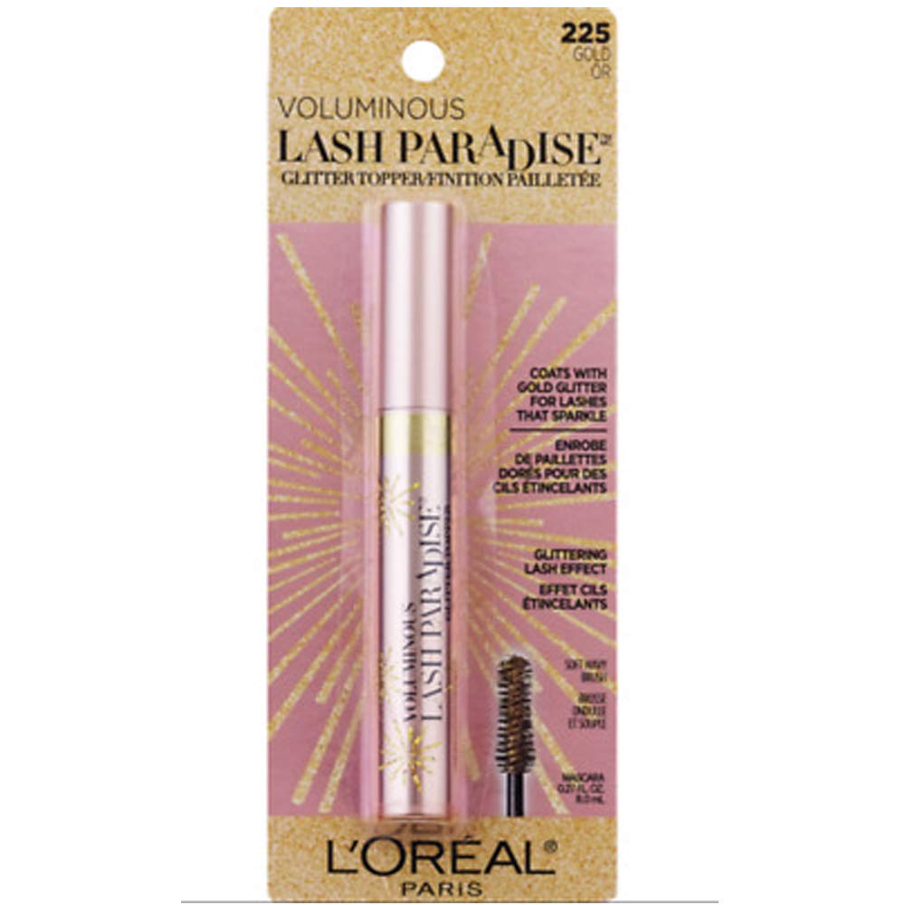 L'Oreal Paris Voluminous Lash Paradise Mascara - 225 Gold Glitter Topper (8.0ml) for Glamorous Eye Makeup & Party Looks