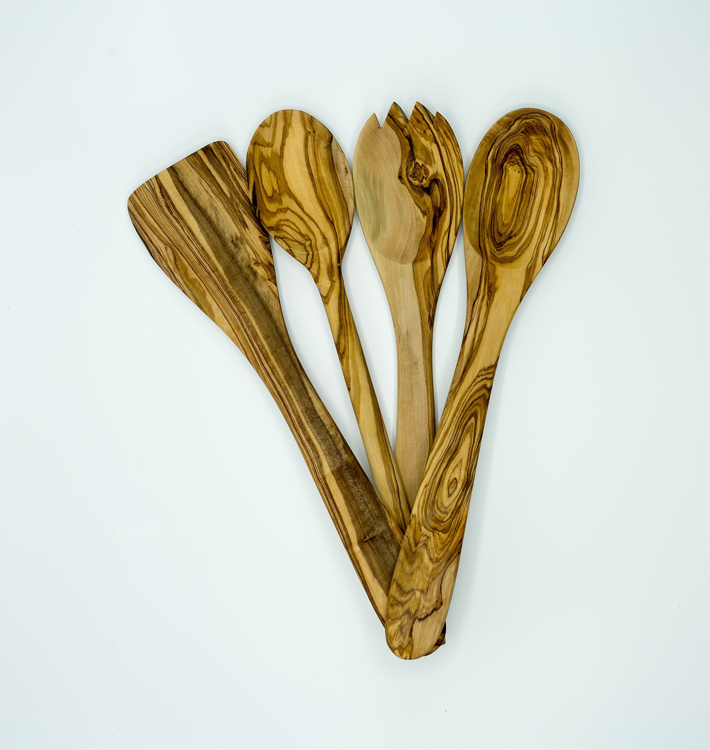 Handcrafted Olive Wood 5-Piece Cooking Utensil Set - Spatula, Spoon, Fork - Perfect for Kitchen & Gifting