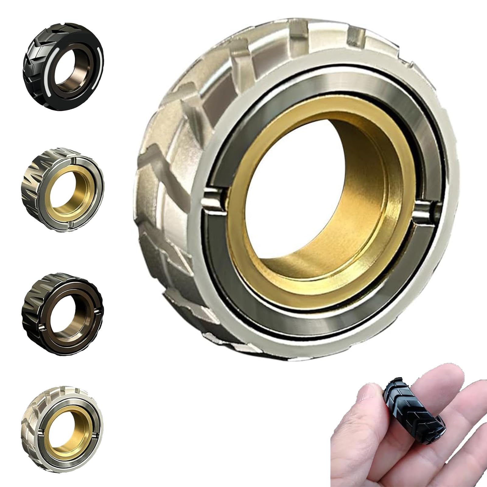 VERBANA Stainless Steel Motorcycle Tire Fidget Ring - Dual Function Anxiety Relief Toy for Men & Women | Stress Reducer, Office Desk Toy, ADHD Focus Aid, Perfect for Work, Travel & Daily Relaxation