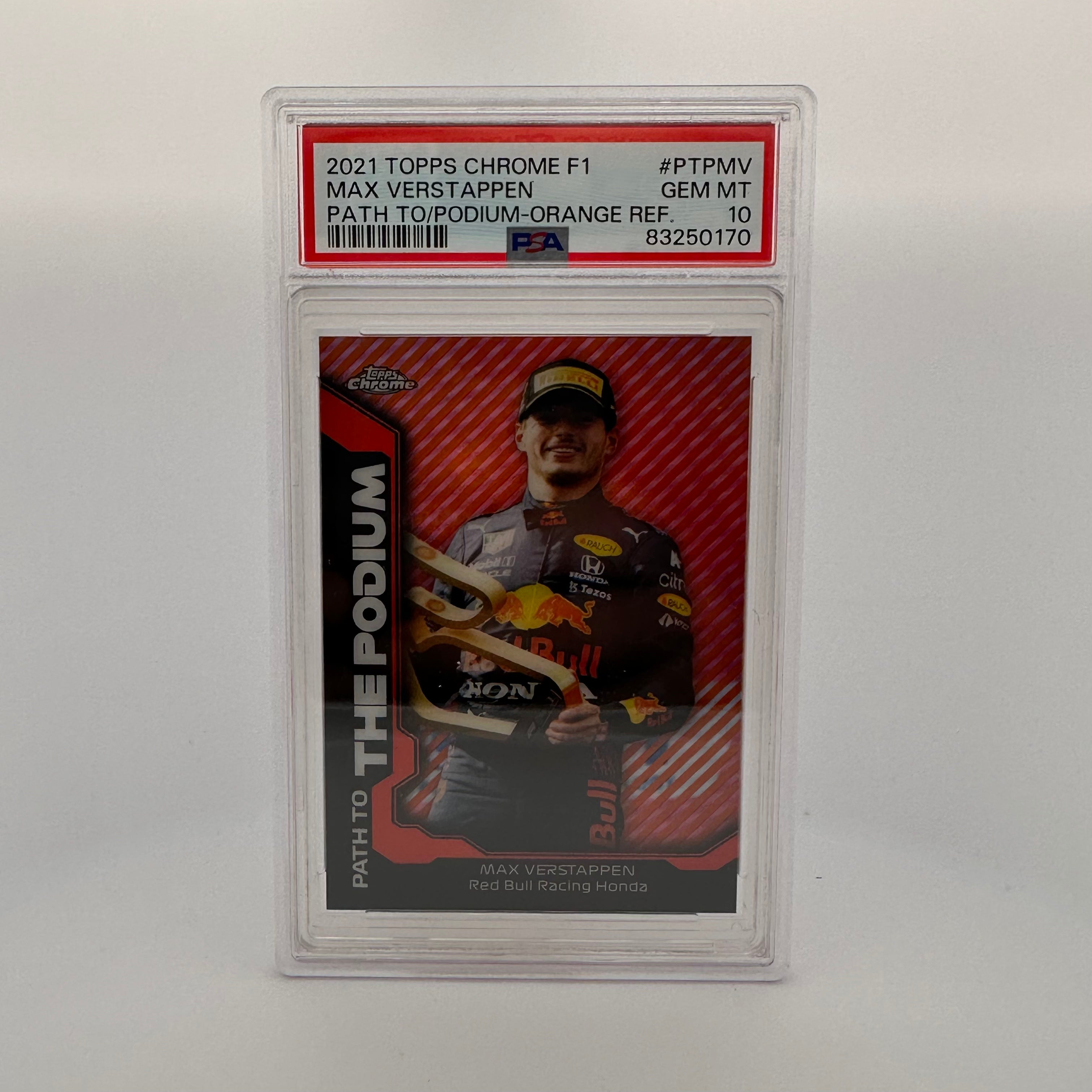 PSA 10 Graded 11/25 Max Verstappen #PTPMV Path To The Podium Orange Refractor - Rare F1 Trading Card for Collectors & Motorsport Fans