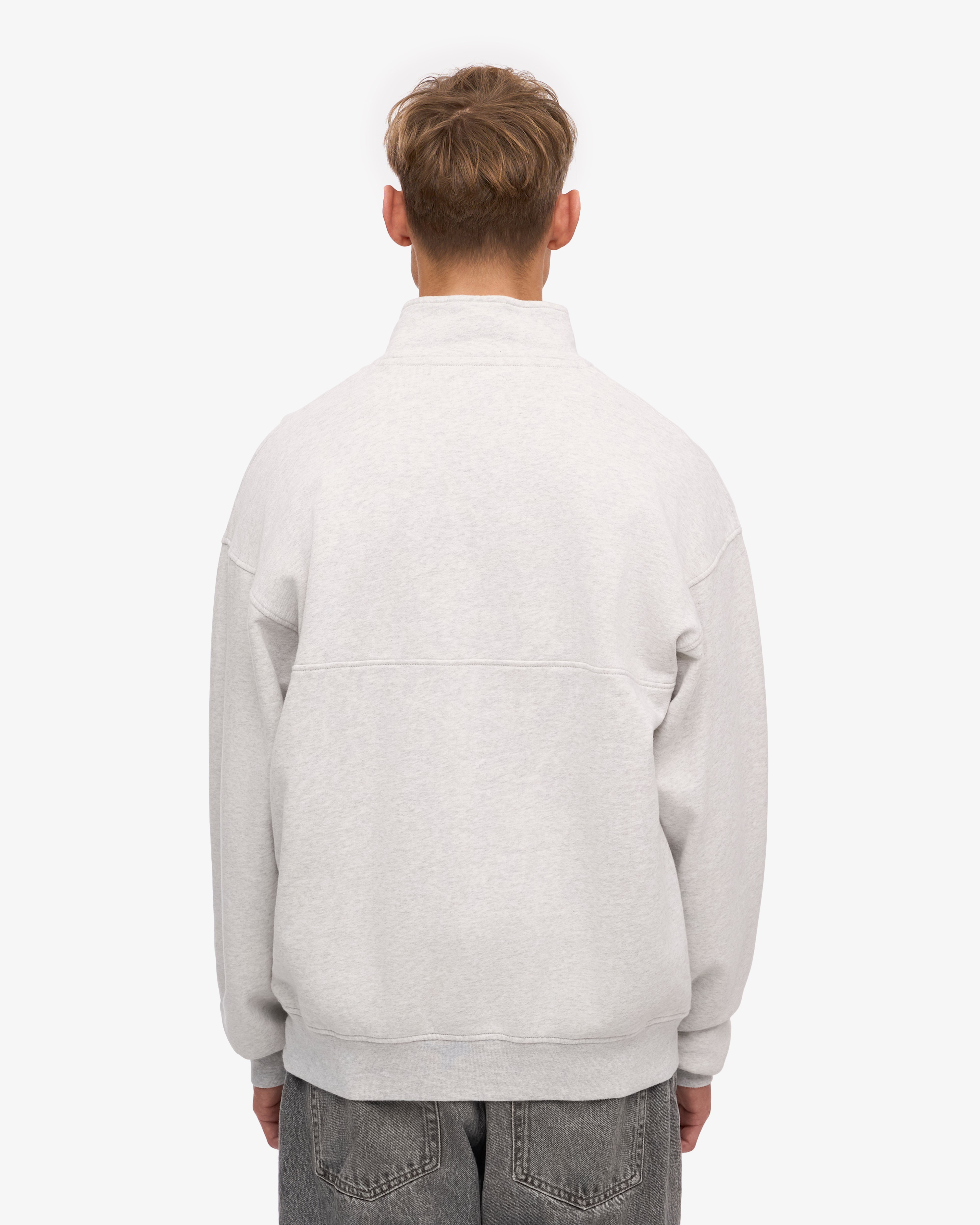 Organic Cotton Quarter Zip Sweater - Snow Melange Color - Perfect for Outdoor Activities & Casual Wear
