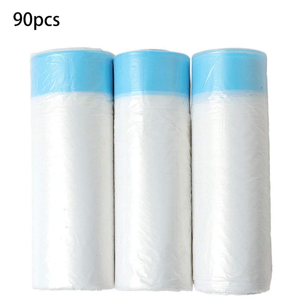 Disposable Plastic Drawstring Trash Bags - 90 Count (3 Rolls) Heavy Duty Garbage Can Liners for Kitchen, Bathroom & Home Use | Leakproof & Odor Control Waste Bags for Easy Cleanup