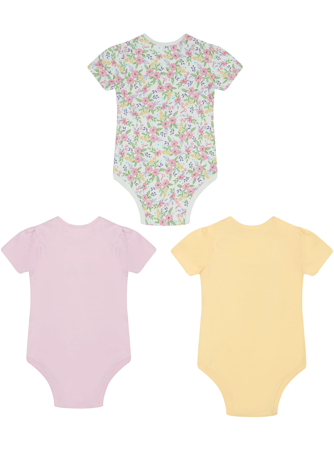 Floral Pink Yellow 3-Piece Baby Onesie Set for Newborns 0-12 Months - Soft Cotton Romper Outfits for Girls & Boys - Perfect for Playtime, Photo Shoots & Everyday Wear