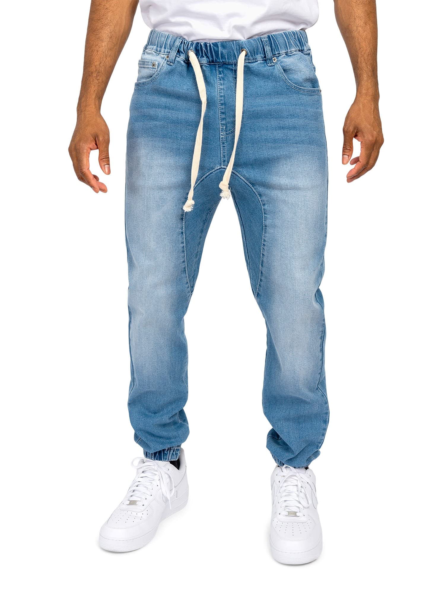 Men's Drop Crotch Joggers - Stretch Denim Jean Pants for Casual Wear & Street Style | Comfortable Lounge Pants for Men with Elastic Waistband | Perfect for Gym, Running, and Everyday Outfits