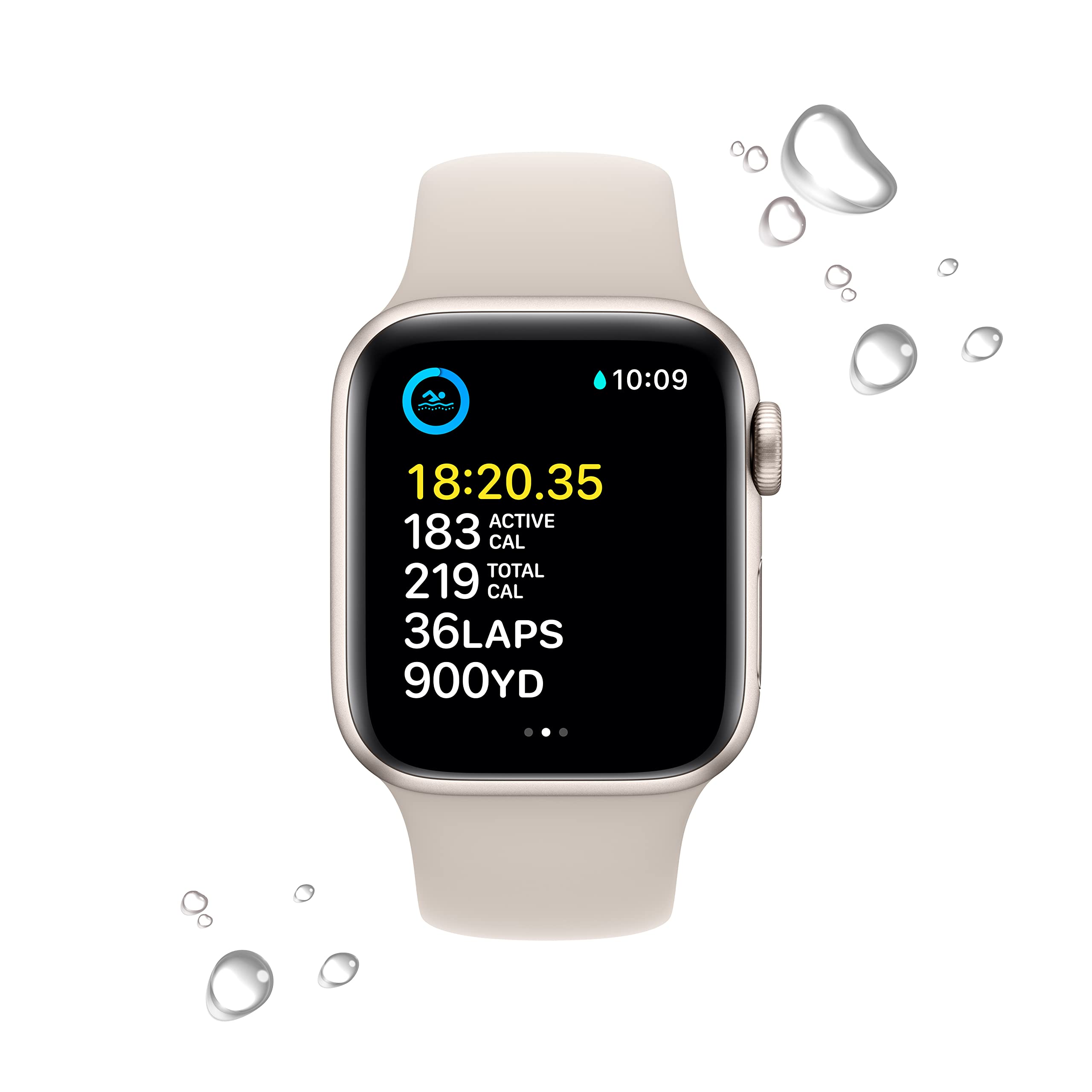 Apple Watch SE (2nd Gen) 40mm GPS Smartwatch - Renewed Starlight Aluminum Case with Starlight Sport Band (M/L) | Fitness Tracker, Heart Rate Monitor, Water Resistant for Running, Swimming & Daily Use