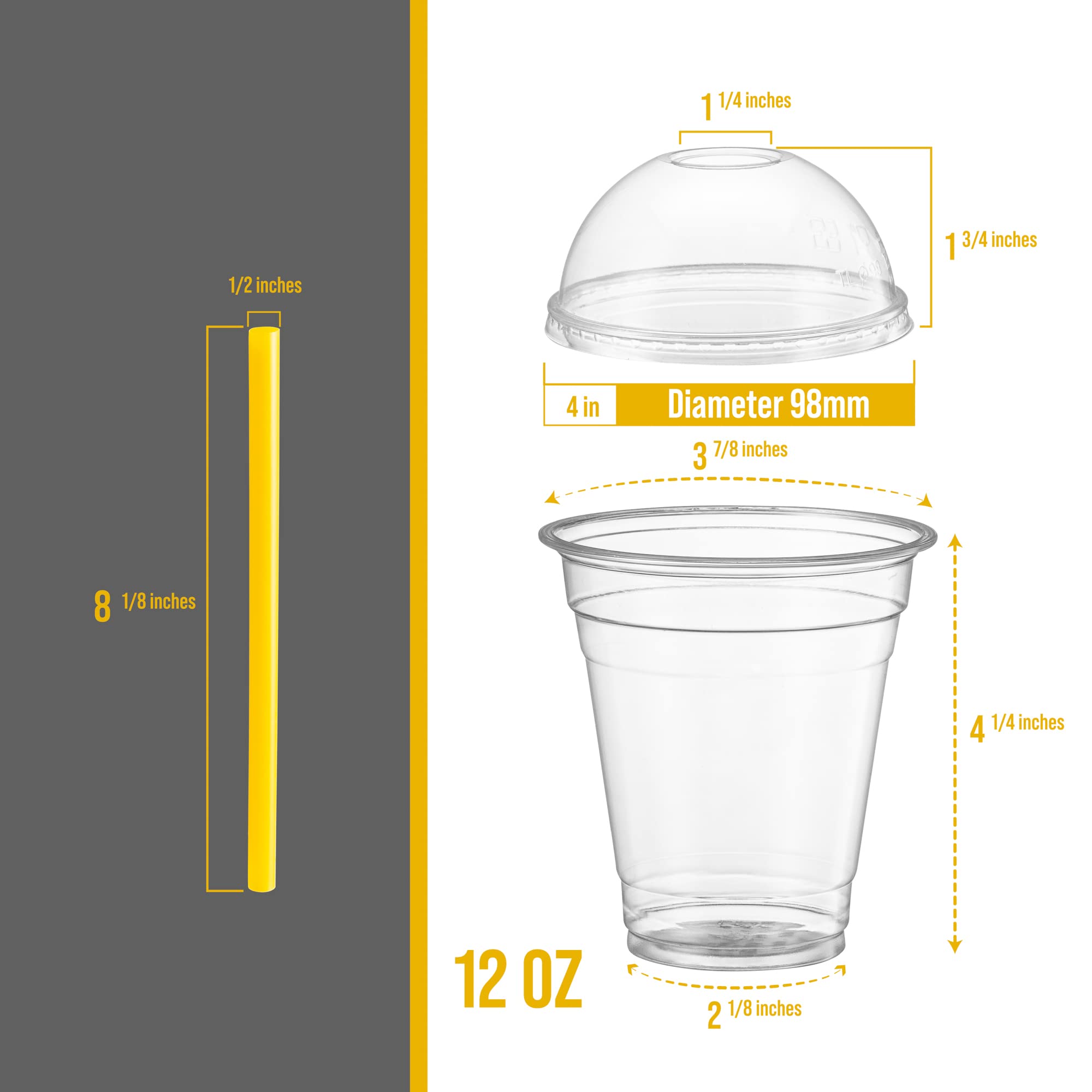 40 Sets - 20 Oz Crystal Clear PET Plastic Cups with Dome Lids & Straws for Iced Coffee, Cold Drinks, Milkshakes, Smoothies - Perfect for Parties, Restaurants, Cafes, and Takeout Services