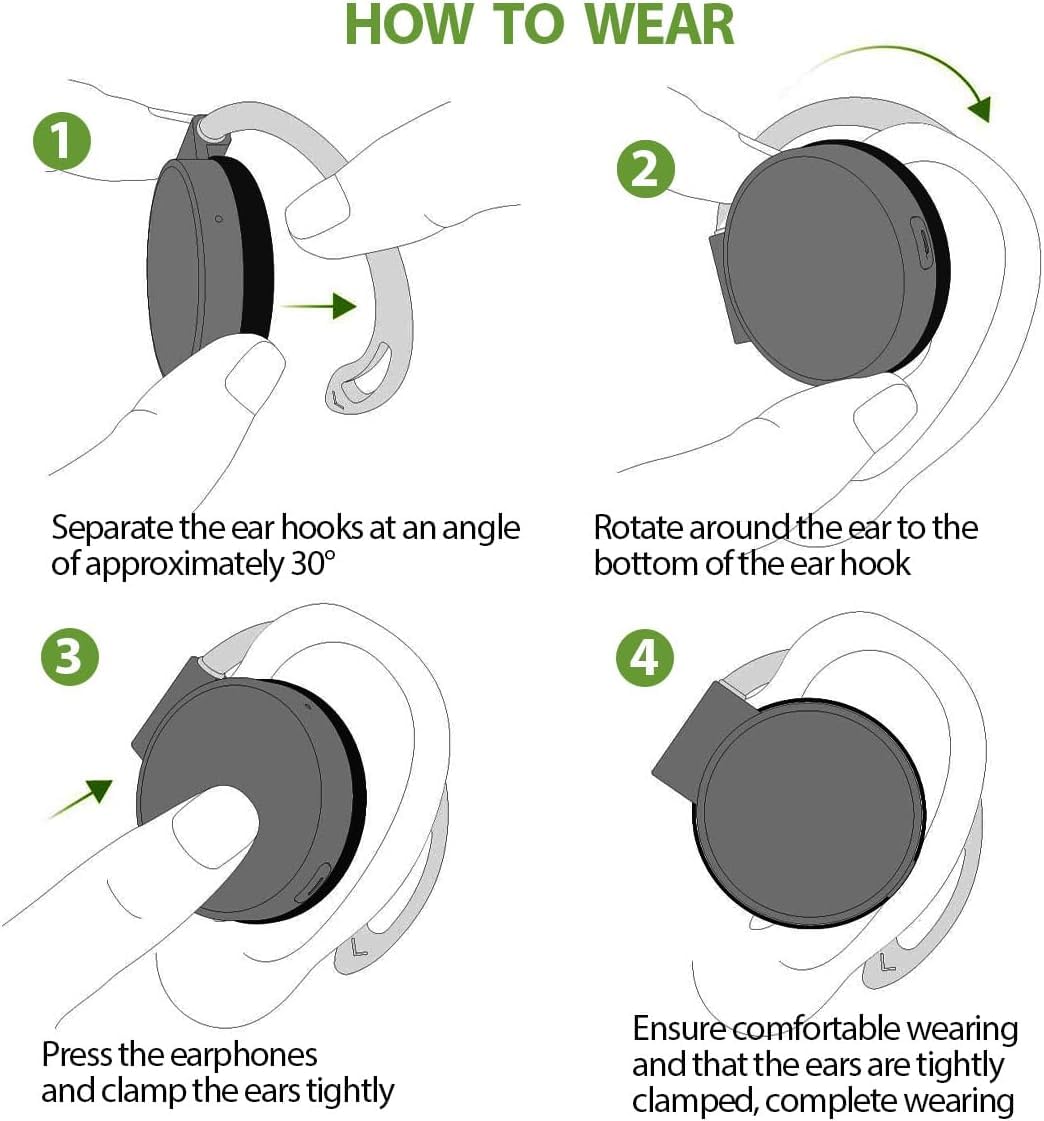 Open-Ear Bluetooth 5.3 Wireless Headphones with Earhooks - Sports Headset with 4 Mics, Noise Cancelling & Long Battery Life - Perfect for Running, Gym & Outdoor Activities