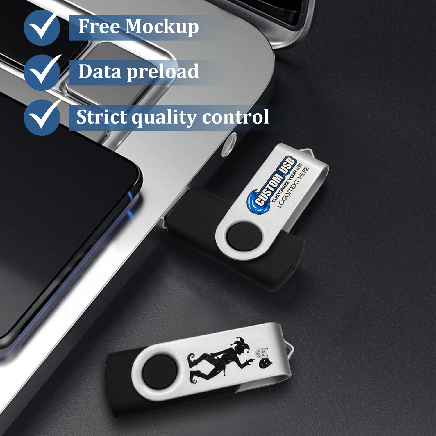 Custom USB Flash Drives 2GB 100 Pack - Personalized Bulk USB 2.0 Thumb Drives with Mixed Colors - Ideal for Promotional Gifts, Business Events & School Projects
