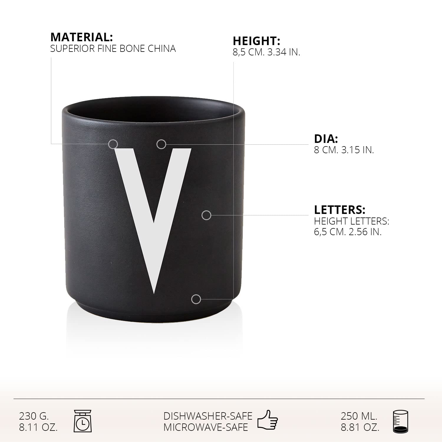 Personalized Monogram Coffee Mug with Initials A-Z | 11 oz Porcelain Black Tea Cup for Men & Women | Unique Christmas, Thanksgiving & Holiday Gifts for Her, Friends & Family | Perfect for Home, Office & Coffee Lovers
