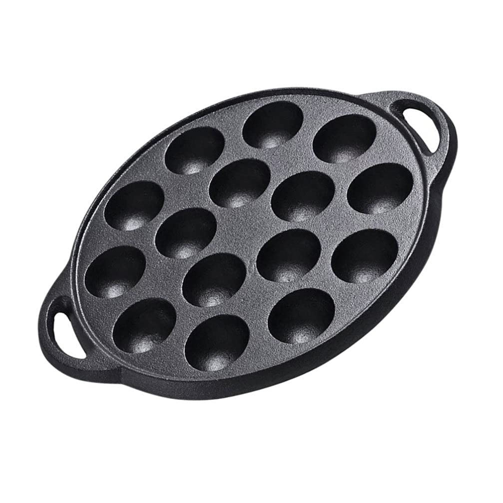 DOITOOL 15-Hole Cast Iron Nonstick Cake Pan for Aebleskivers, Takoyaki, Donut Holes & Cake Pops - 26x21cm Japanese Pancake Maker - Perfect for Breakfast, Desserts & Party Snacks