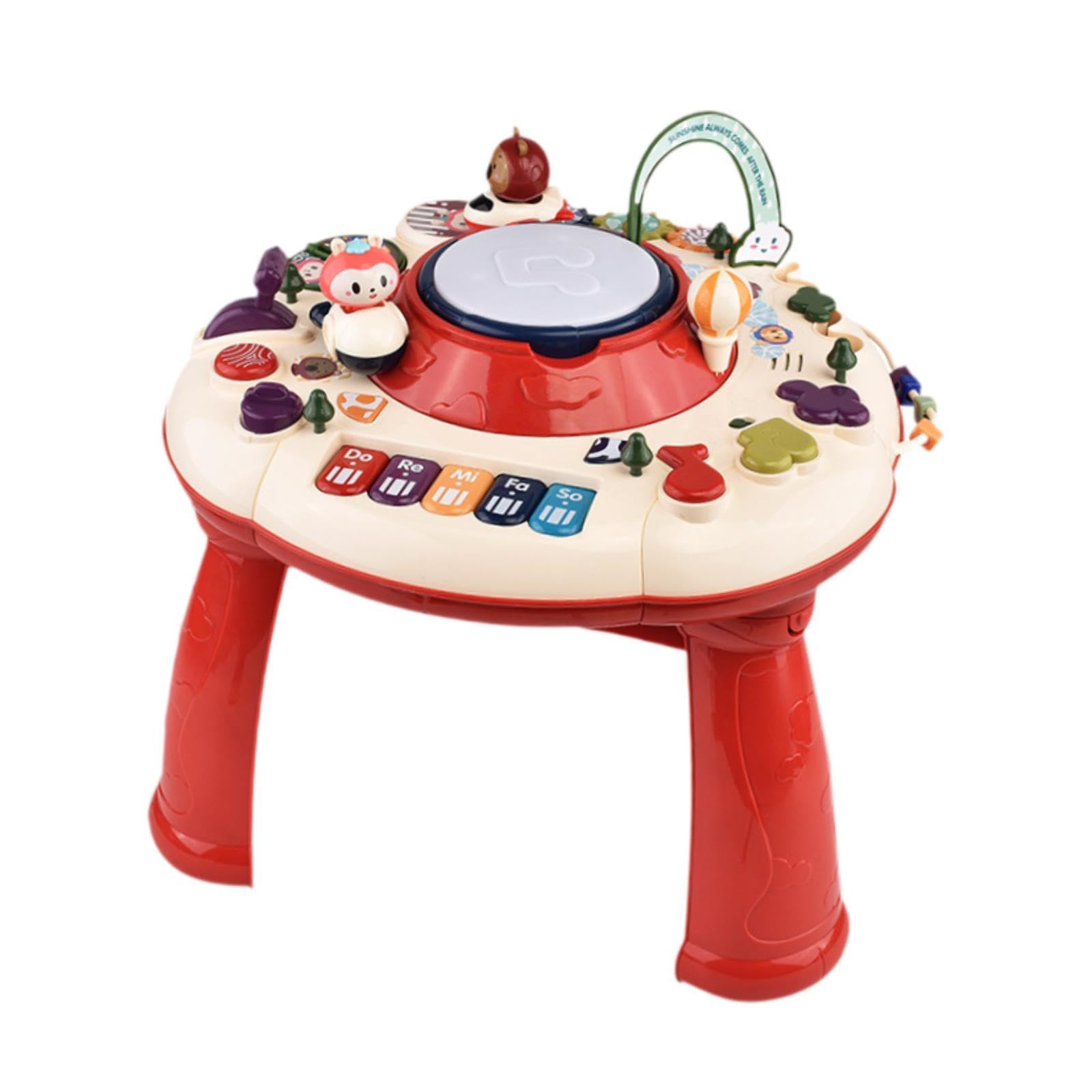 Milageto Baby Activity Table - Musical Sensory Toy with Lights & Sounds, Educational Learning Center for Toddlers Boys & Girls - Perfect for Playtime, Birthday Gifts & Early Childhood Development (Red)