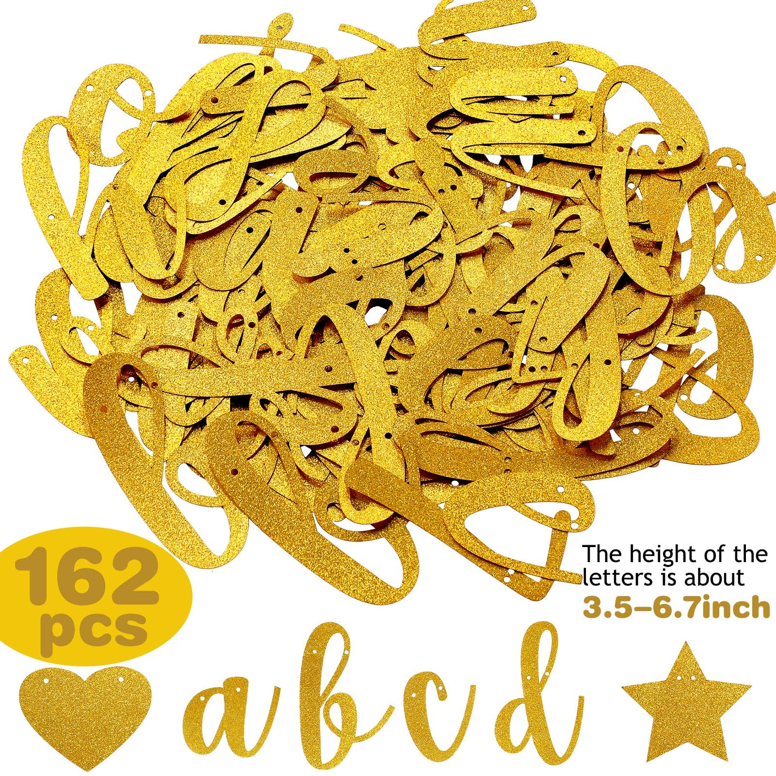 167 Pcs DIY Glitter Banner Kit - Customizable Happy Birthday Letters, Symbols & Numbers with 3 Ropes for Party Decorations (Gold) | Perfect for Birthday, Halloween, Wedding & Christmas Celebrations