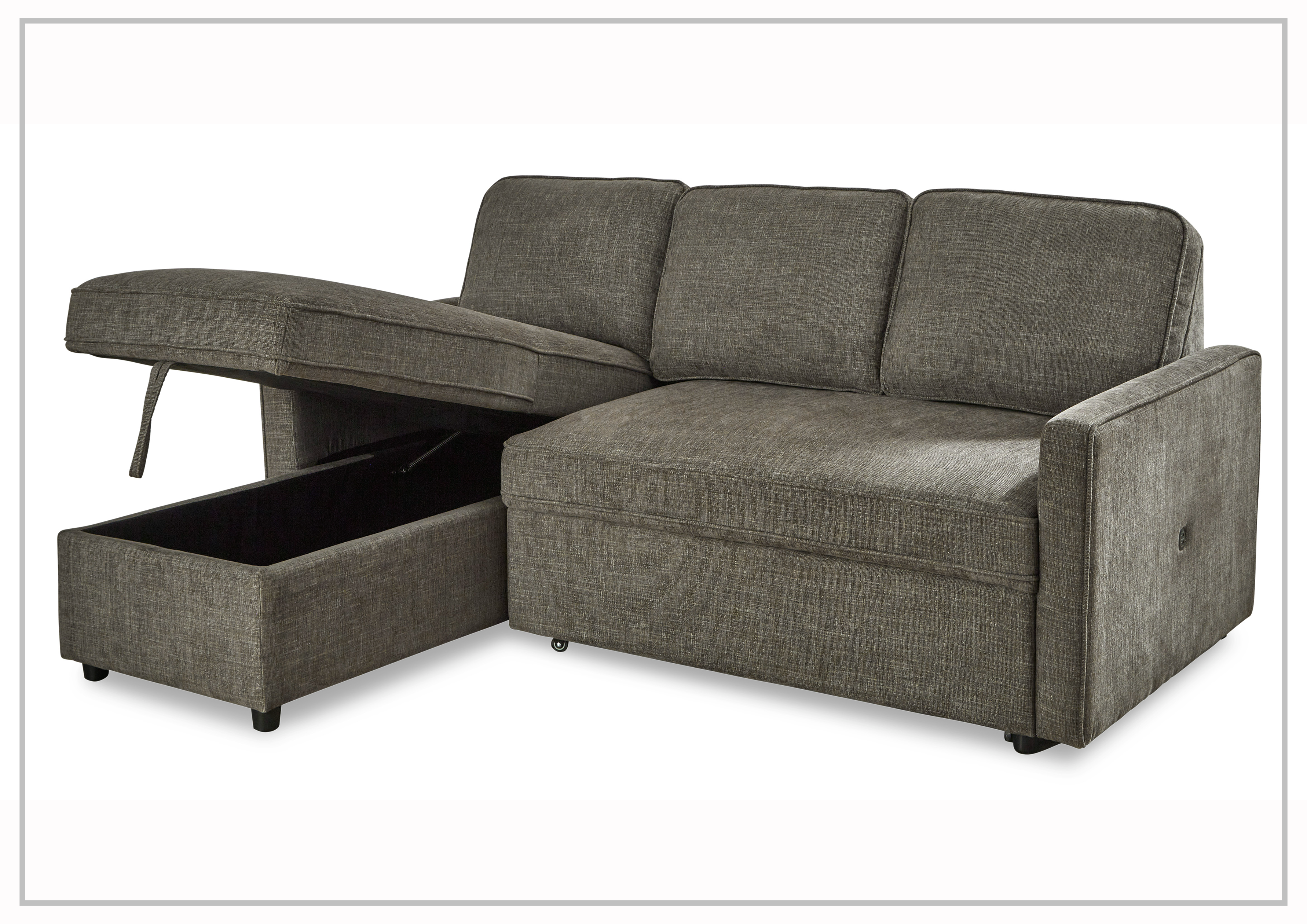 Gio Italia Kyle Fabric L-Shaped Sectional Sofa Bed with Chaise Lounge & Storage | Convertible Sleeper Sofa for Small Spaces, Living Room, Guest Room & Apartments