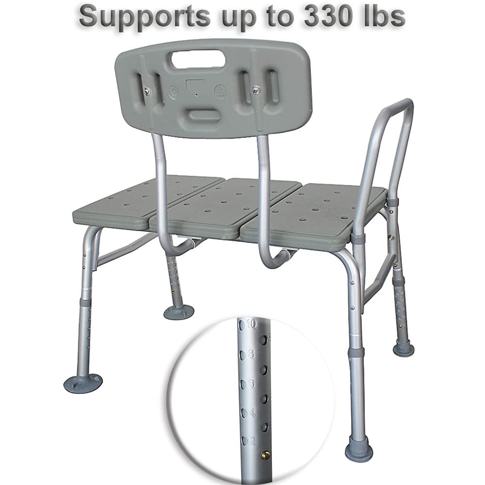 Adjustable Shower Chair with Non-Slip Feet - Waterproof Bath Seat & Transfer Bench for Elderly, Disabled & Post-Surgery (32-36 Inch Height, Gray) - Ideal for Bathtub, Hot Tub & Shower Safety