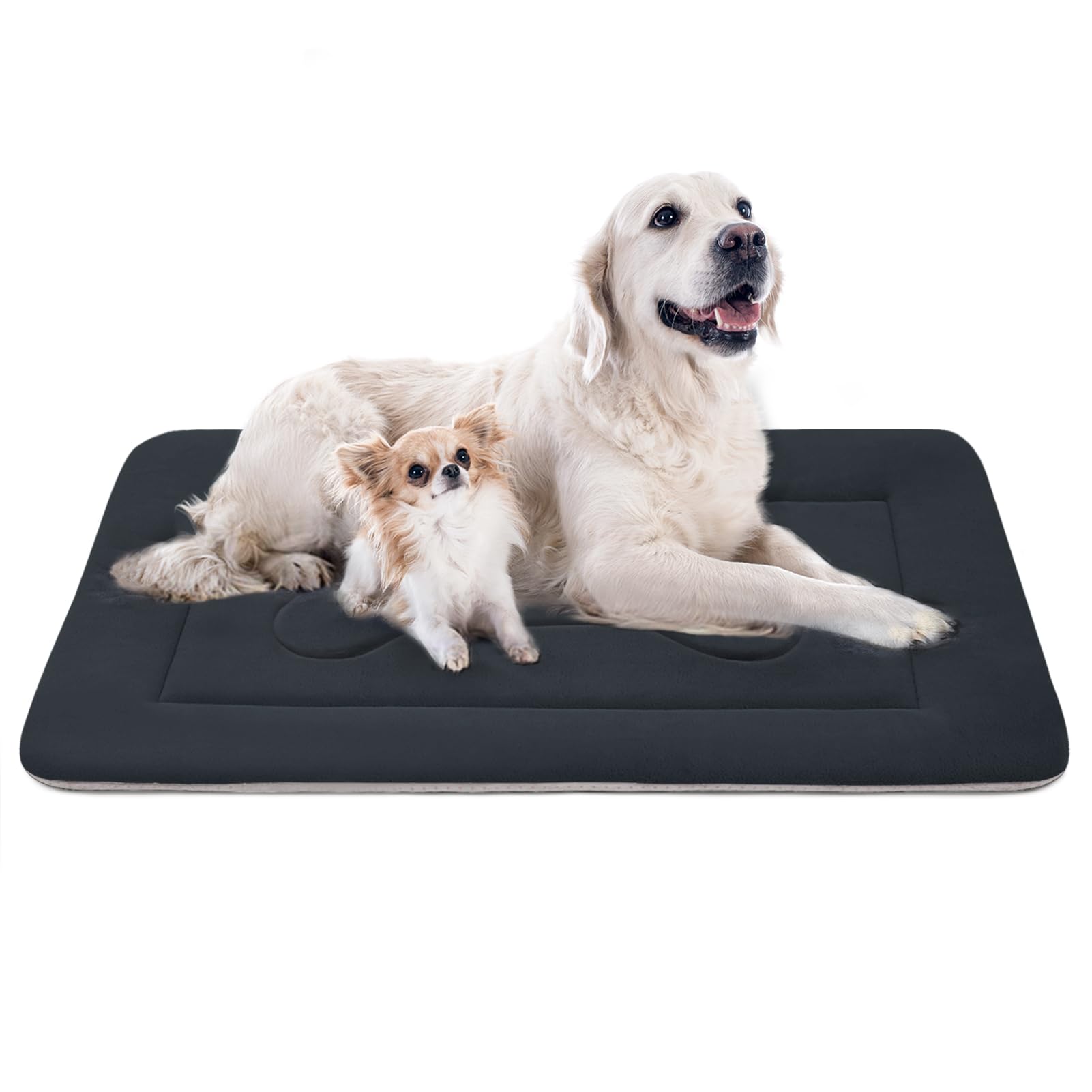JoicyCo Extra Large Dog Bed - 48 Inch Soft & Washable Pet Bed with Non-Slip Bottom for Dogs & Cats | Durable Kennel Pad & Crate Mat for Sleeping, Lounging & Travel - Dark Gray