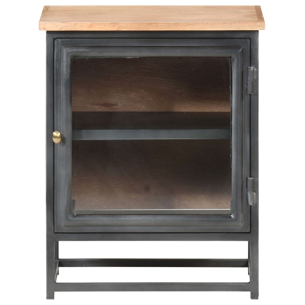 Rustic Metal Frame End Table with Solid Acacia Wood Top - 15.7