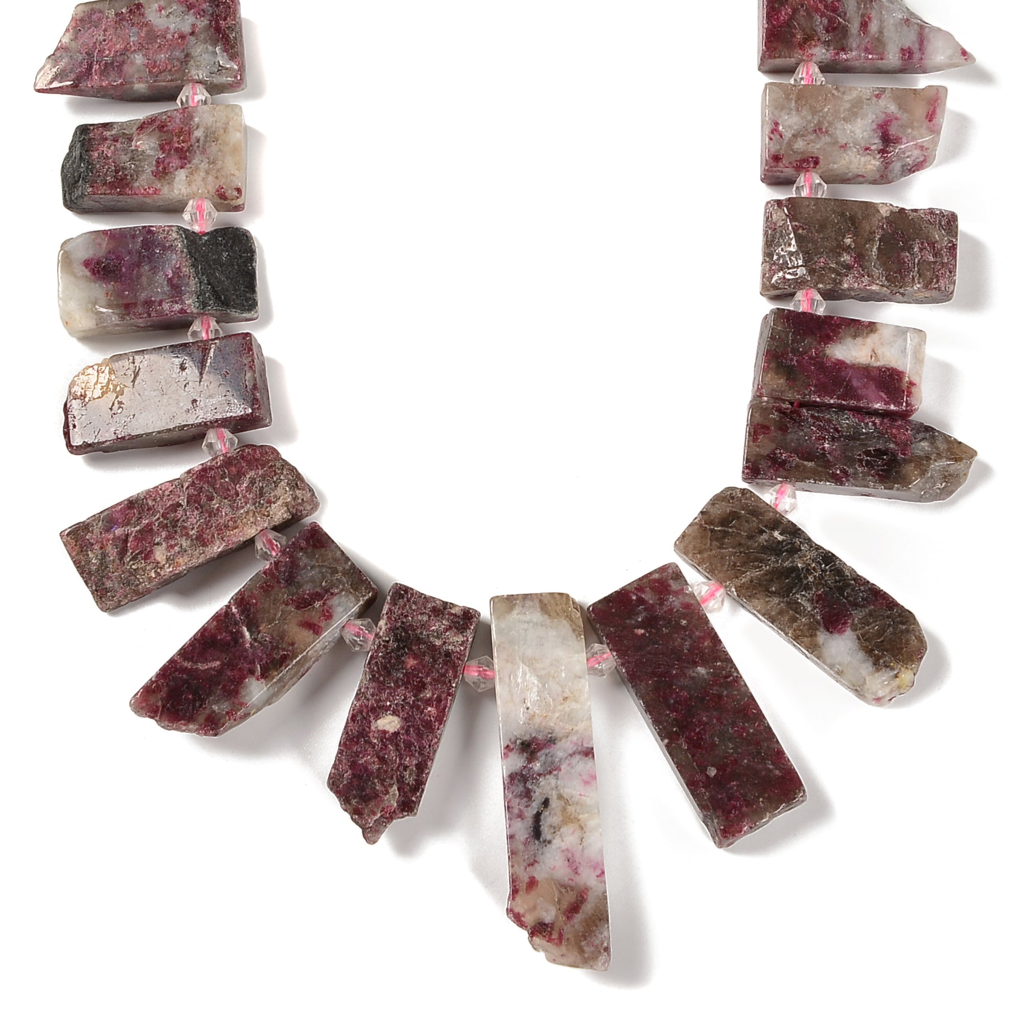 Eudialyte Graduated Slab Stick Point Beads - 10x25mm to 12x45mm - 15.5 Inch Strand - Perfect for Jewelry Making, DIY Crafts & Healing Crystal Bracelets