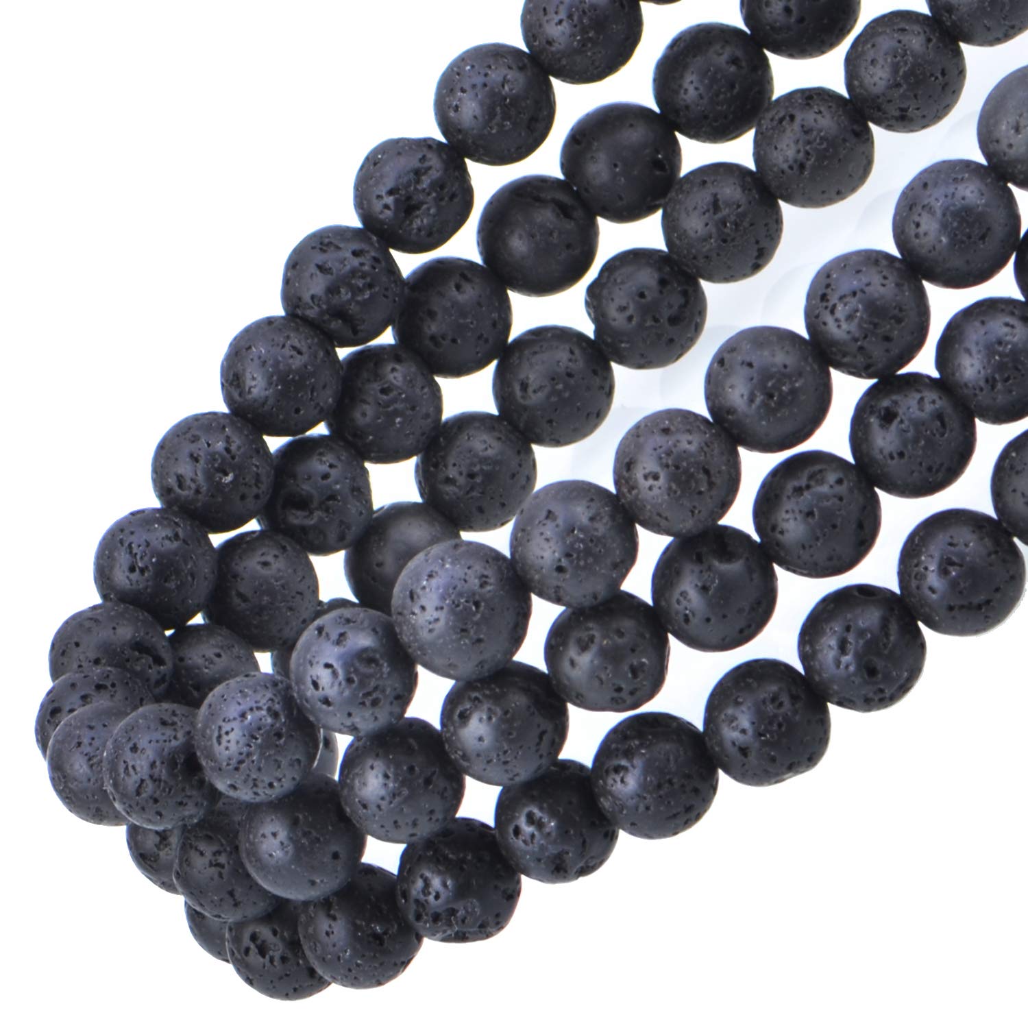 80Pcs Natural Black Lava Crystal Beads - 10mm Round Gemstone Loose Beads for Jewelry Making, Energy Healing & Chakra Balancing - DIY Bracelet, Necklace Making Supplies with Free Stretch Cord (Great for Meditation, Yoga & Spiritual Gifts)