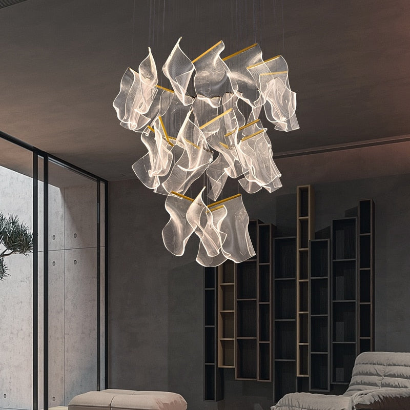 Modern Acrylic Chandelier - Elegant Crystal-Like Ceiling Light Fixture for Dining Room, Living Room & Bedroom | Energy Efficient LED Lighting for Home Decor