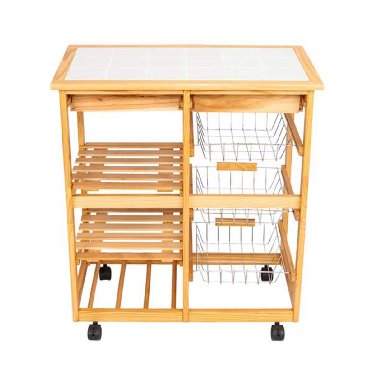 2-Drawer Rolling Kitchen Cart - Large Storage with Wheels for Dining Room