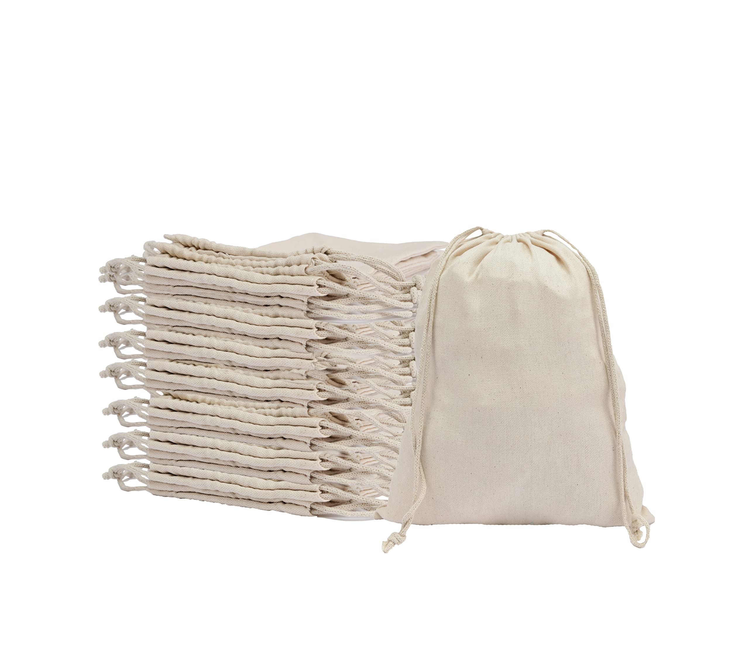 210 GSM Heavy Duty Canvas Drawstring Bags (4x6 Inches, 200 Pack) - Reusable Washable Storage Bags for Laundry, Vegetables, Fruits & Kitchen Organization | Perfect for Closet Storage, Travel & Camping Supplies