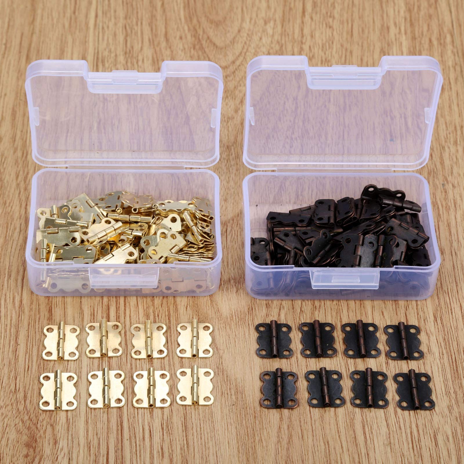 60Pcs 1612mm Decorative Cabinet Door Hinges - Red Copper Jewelry Box & Wood Furniture Hardware with Screws & Storage Box - Perfect for DIY Projects, Jewelry Organizers & Home Decor Upgrades
