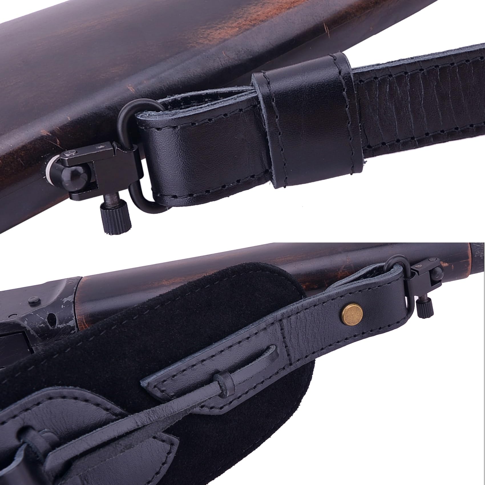 Premium Handmade Leather Rifle Buttstock Cover with Adjustable Gun Sling & Ammo Shell Holder - Hunting, Shooting Range & Outdoor Sports Accessory