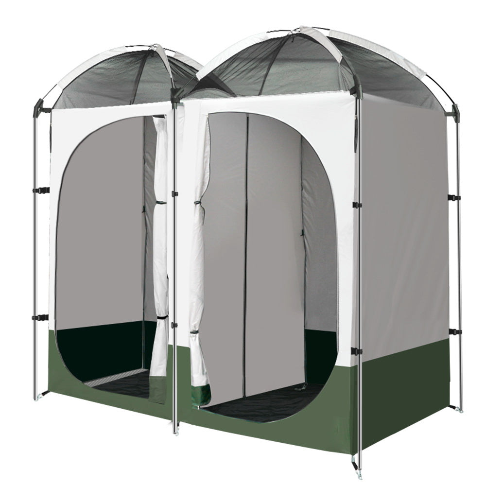 Weisshorn Double Camping Shower Toilet Tent - Portable Outdoor Privacy Shelter for Camping, Hiking & Beach - Green Change Room with Durable Waterproof Fabric
