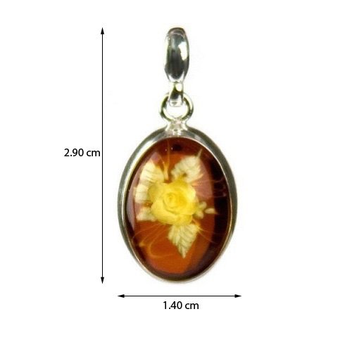 Ian & Valeri Co. Sterling Silver Rose Pendant with Genuine Cameo Amber - Elegant Jewelry Gift for Women, Perfect for Weddings, Anniversaries & Special Occasions