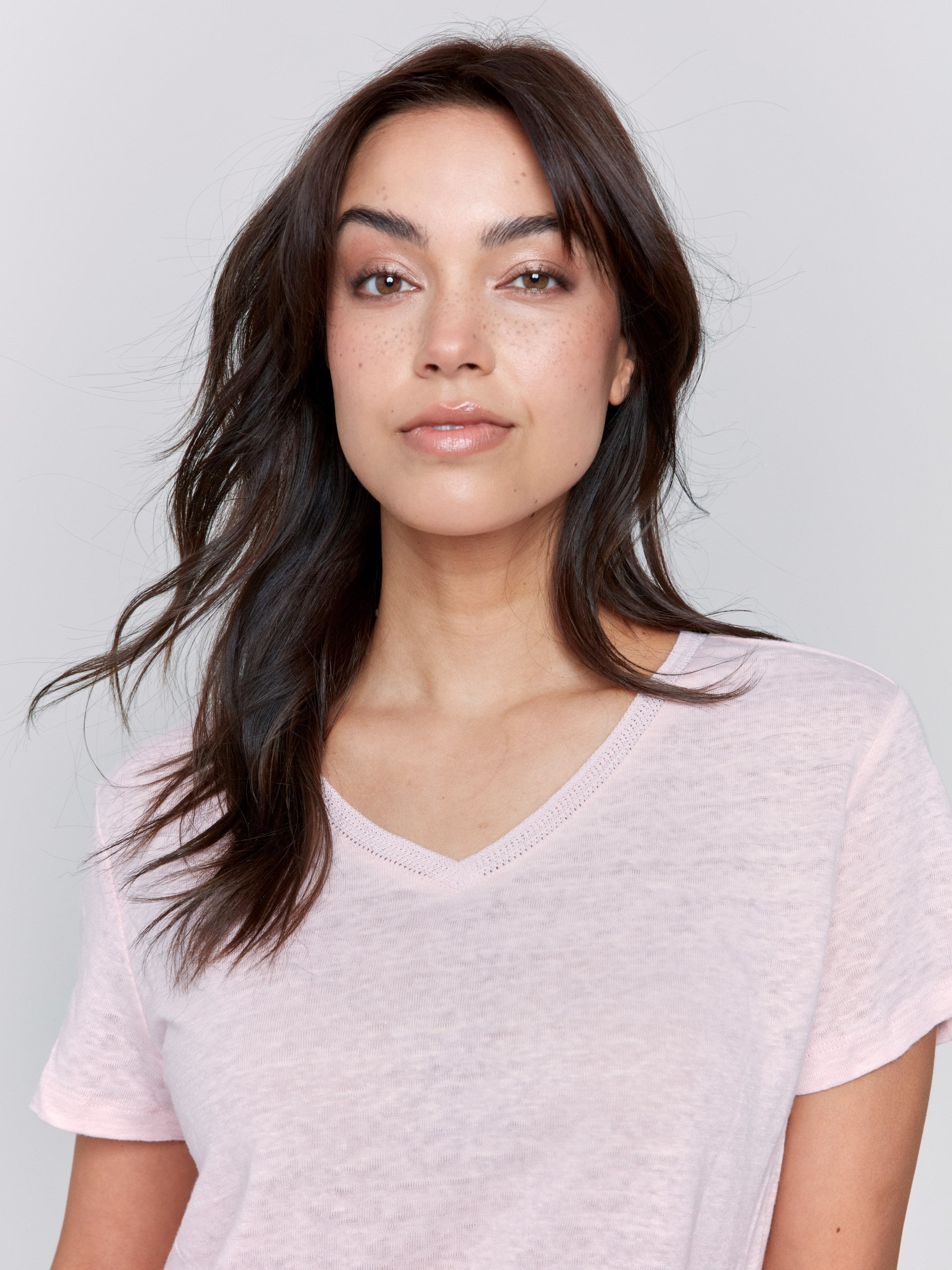 Soft & Breathable Linen Blend V-Neck T-Shirt for Women | Comfortable Summer Casual Tee | Perfect for Beach, Travel & Everyday Wear