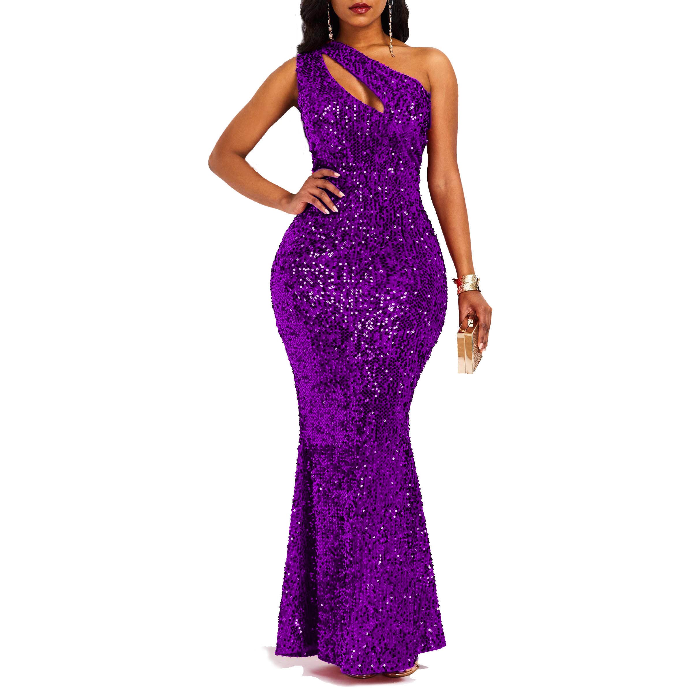 VERWIN Sequin Mermaid Maxi Dress for Women - Sleeveless V-Neck Bodycon Party Gown - Perfect for Evening Events, Prom, Cocktail Parties & Special Occasions