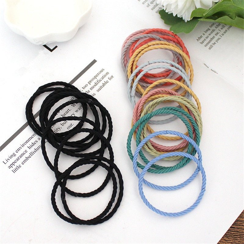 50pcs Girls Candy Color Elastic Hair Bands for Kids - Soft Stretch Hair Ties for School, Sports & Daily Hairstyles