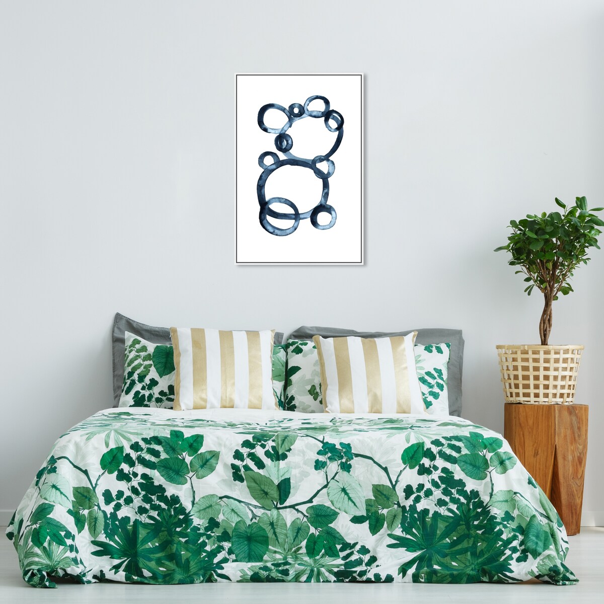 Bear Bubbles Modern Baby Bear Fingerpainted Art - White Framed Canvas Wall Print for Nursery & Boys Room Decor - Perfect for Baby Showers, Kids Bedrooms & Playroom Wall Art