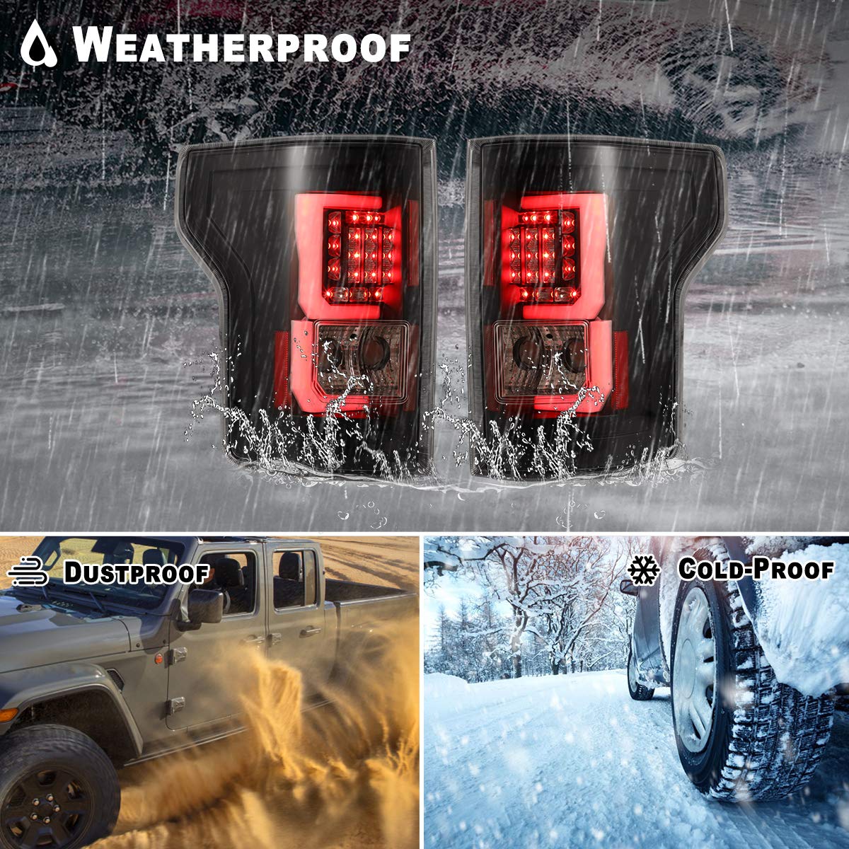 Nixon Offroad LED Tail Lights Assembly for 2015-2017 Ford F-150 - Compatible with Factory Halogen Models (Not for LED or Blind Spot System) - Left & Right Pair with Clear Lens - Upgrade for Enhanced Visibility & Style on Off-Road Adventures