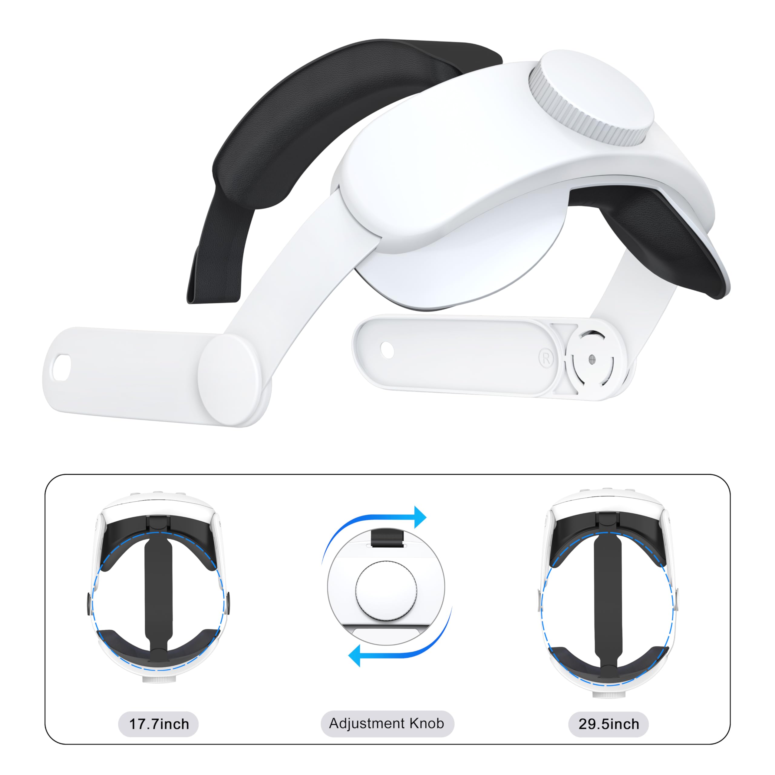 Meta Quest 3 Head Strap - Adjustable Comfortable Replacement Strap for VR Headset Accessories, Reduces Face & Head Pressure (White) - Perfect for Long Gaming Sessions & Virtual Reality Experiences