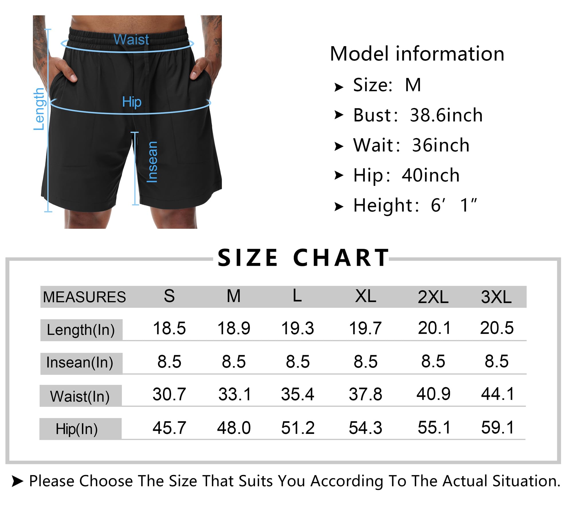 THE GYM PEOPLE Men's Running Shorts - Lightweight Quick Dry Workout Shorts with Drawstring & Zipper Pockets for Gym, Jogging & Outdoor Sports