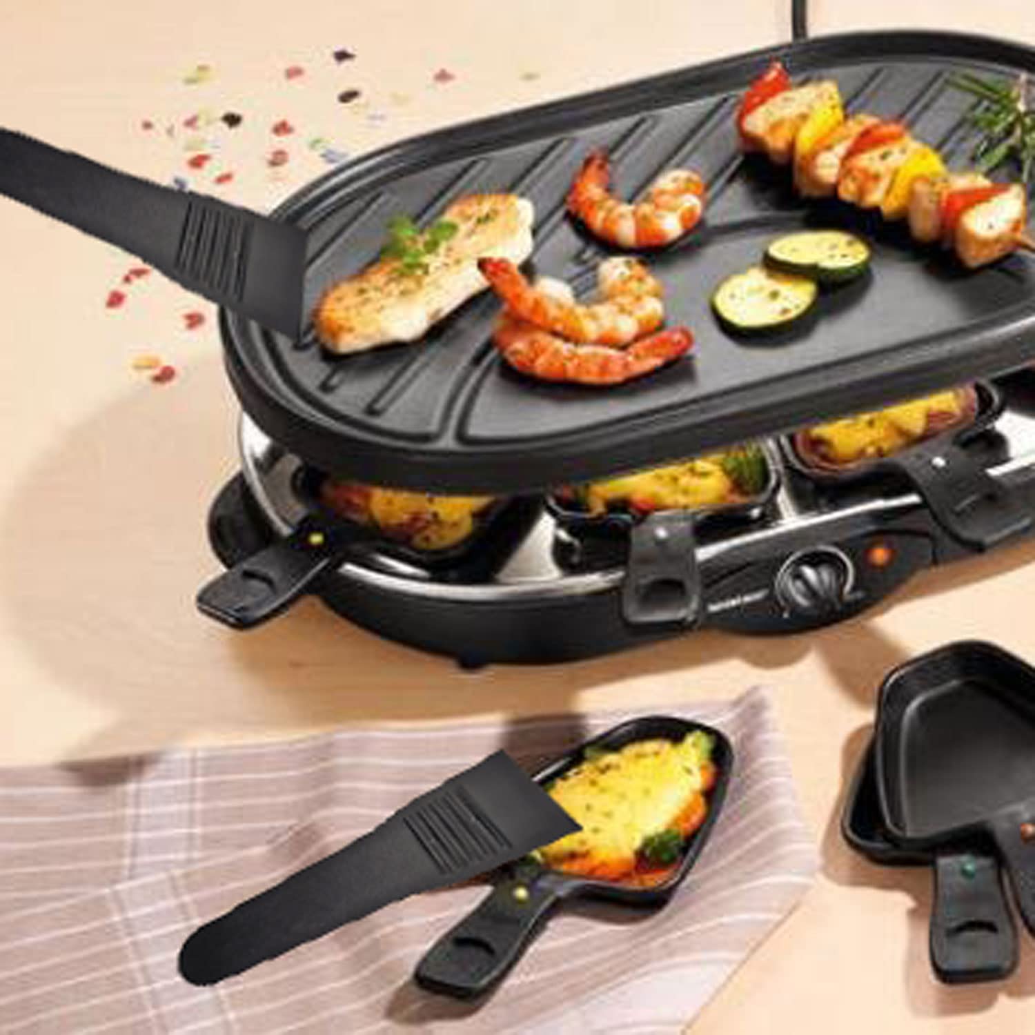 Premium Raclette Spatula Set for Non-Stick Pans - 8-Piece Kitchen Tool Kit with Oven Scraper & Adhesive Remover for Glue Residue | Perfect for Cheese Melting, Baking, Cooking & Label Removal | Dishwasher Safe & Ergonomic Design
