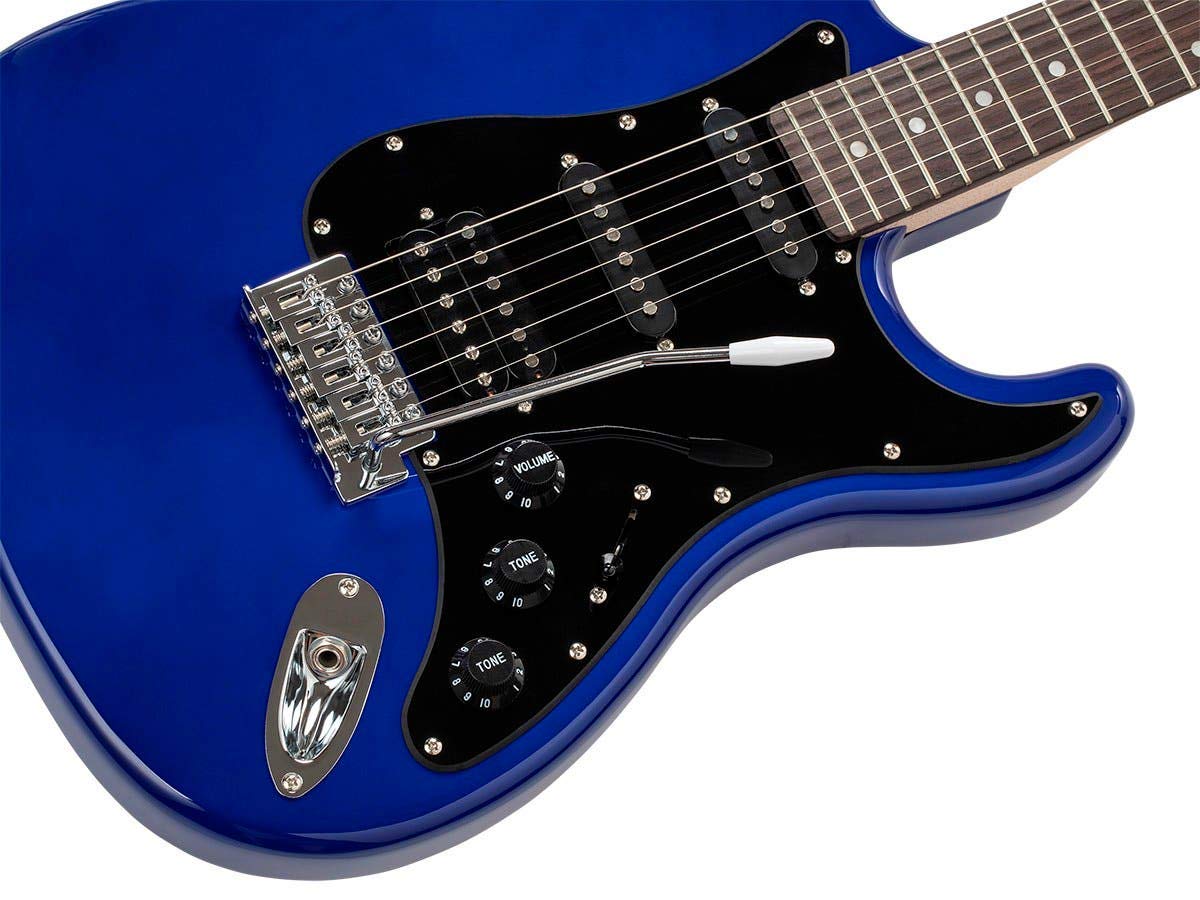 Monoprice Indo Series 6-String Electric Guitar with Basswood Body - Ambidextrous Design in Blue (610374) - Perfect for Beginners, Live Performances & Studio Recording