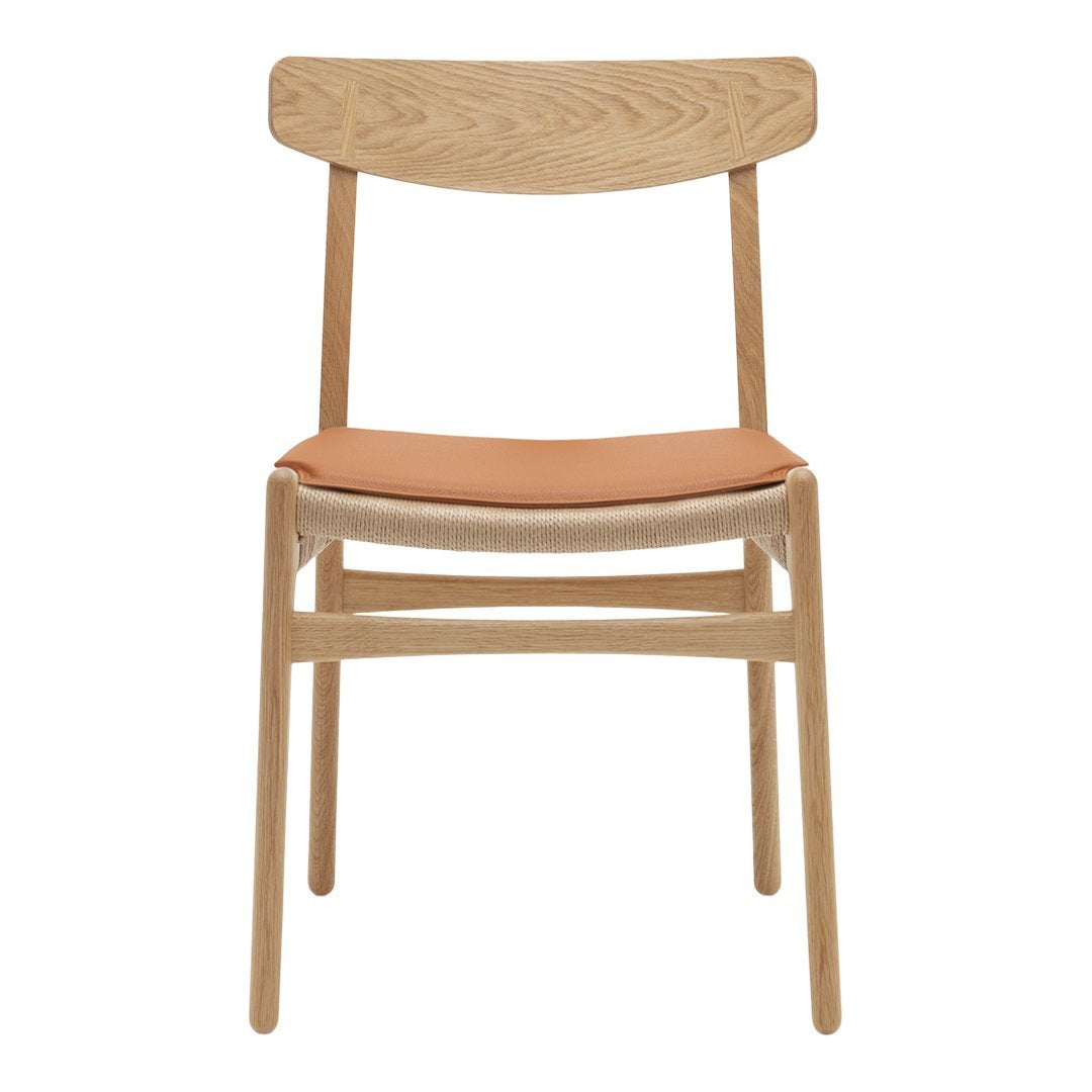 CH23 Chair with Premium Leather Seat Cushion - Ergonomic Design for Home Office, Living Room & Dining Room - Comfortable Modern Furniture for Work & Relaxation