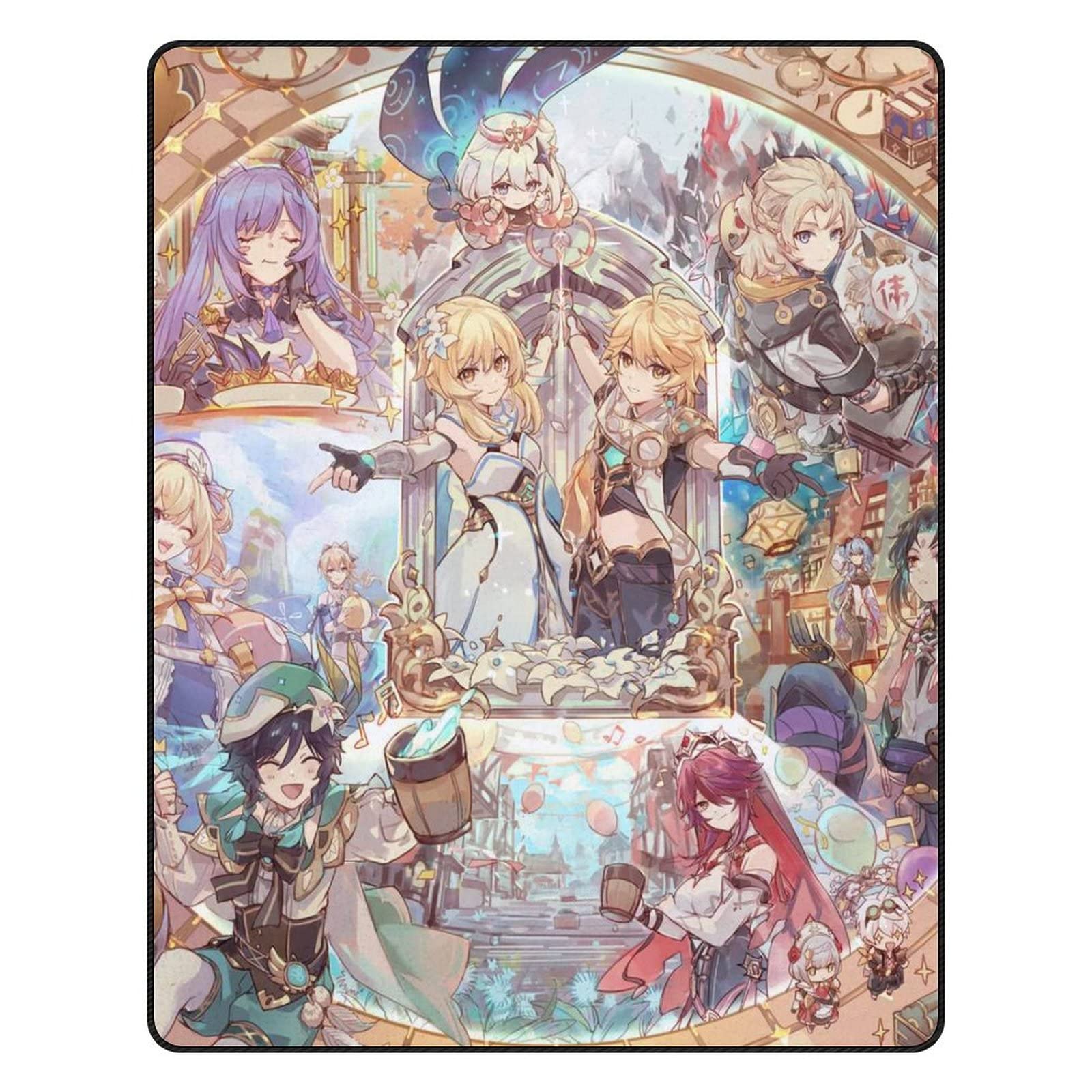 Genshin Impact Flannel Lightweight Blanket - Super Soft & Durable Throw Blanket for Couch, Sofa & Bed - Cozy Anime Home Decor Gift for Gamers & Fans - Perfect for Gaming Nights, Winter Warmth & Lounge Relaxation