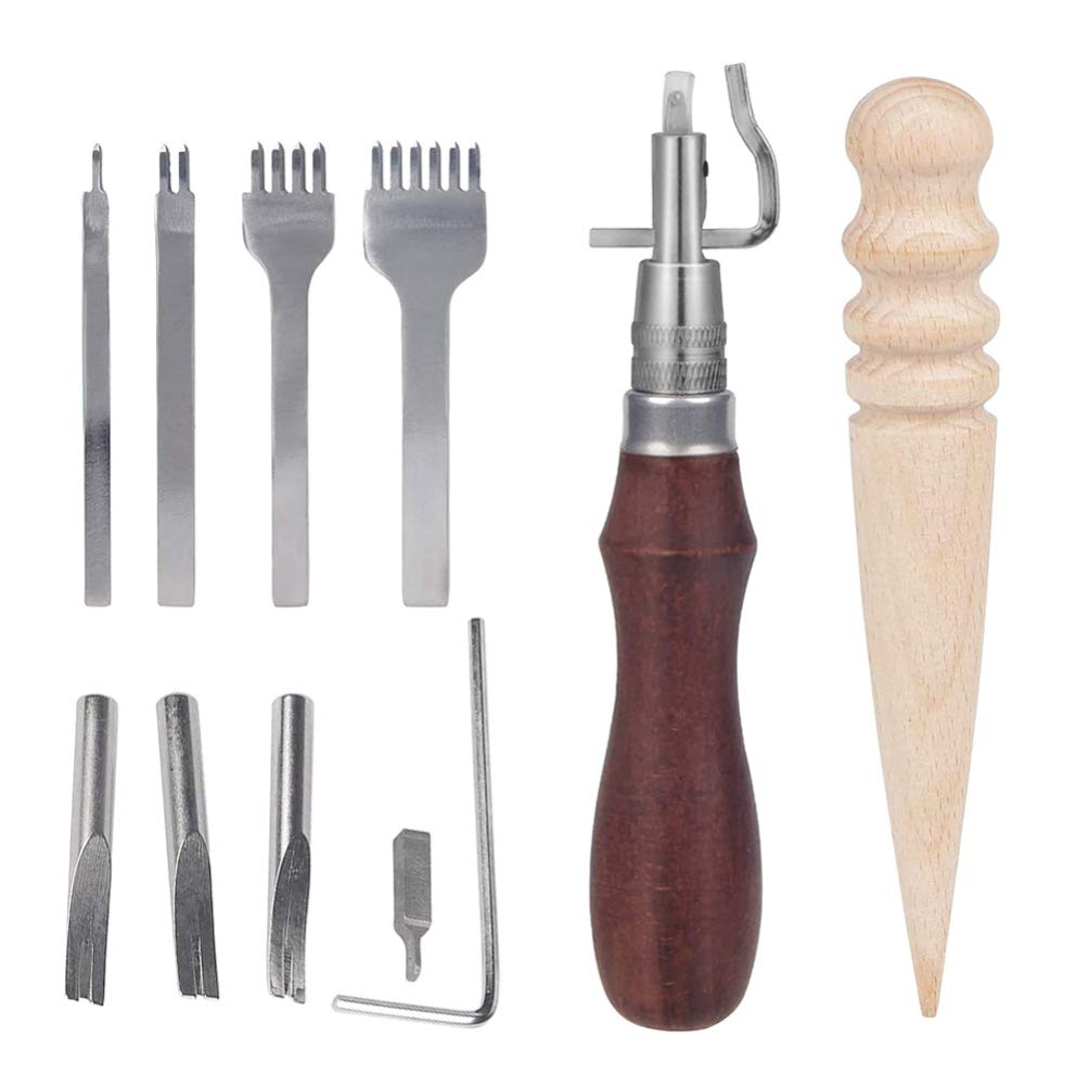 EXCEART Leather Hand Sewing Tool Kit - 36-Piece Hand Stitching Tools Set with Punch Needles, Origami Paper & Wooden Accessories for DIY Crafts, Leather Repair, Bookbinding & Scrapbooking Projects