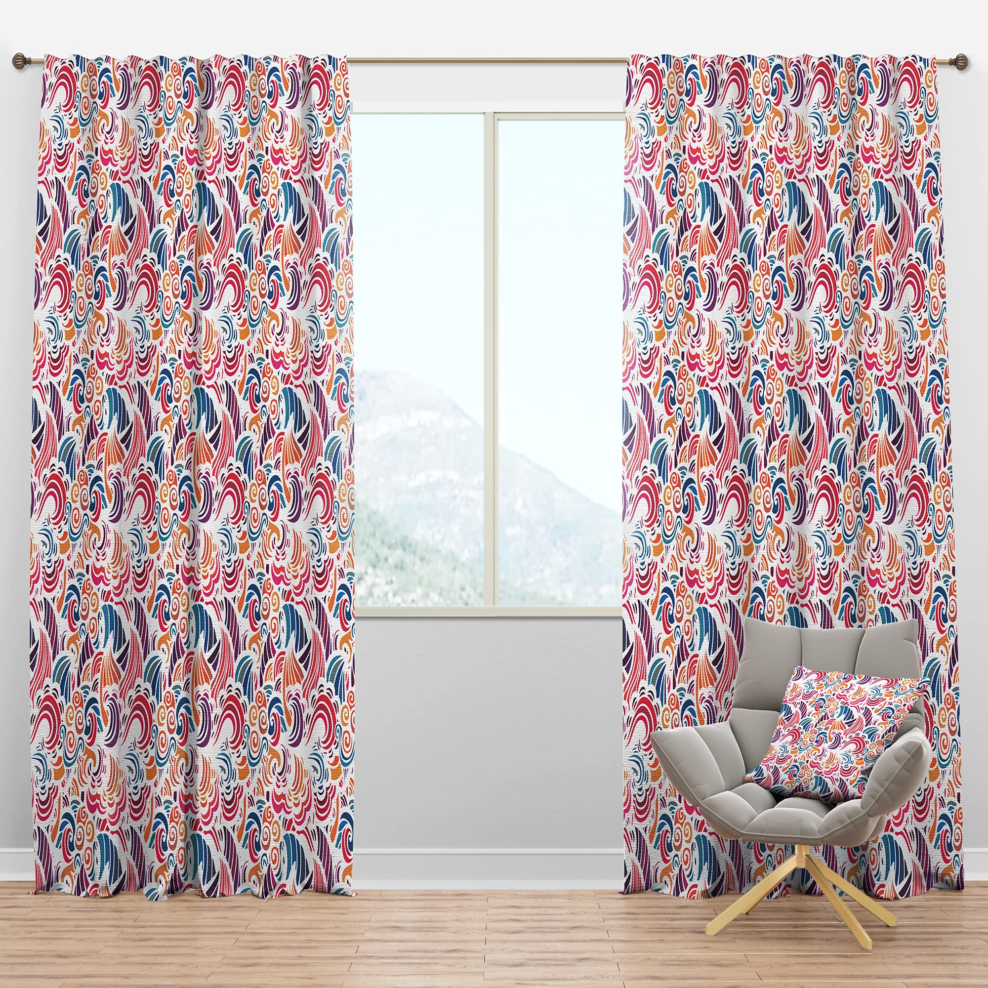 DesignQ Blackout Curtains 'Mosaic Pattern' - Thermal Insulated Single Panel (52x95 inches) for Bedroom & Living Room - Noise Reducing & Energy Saving Window Drapes for Better Sleep & Privacy