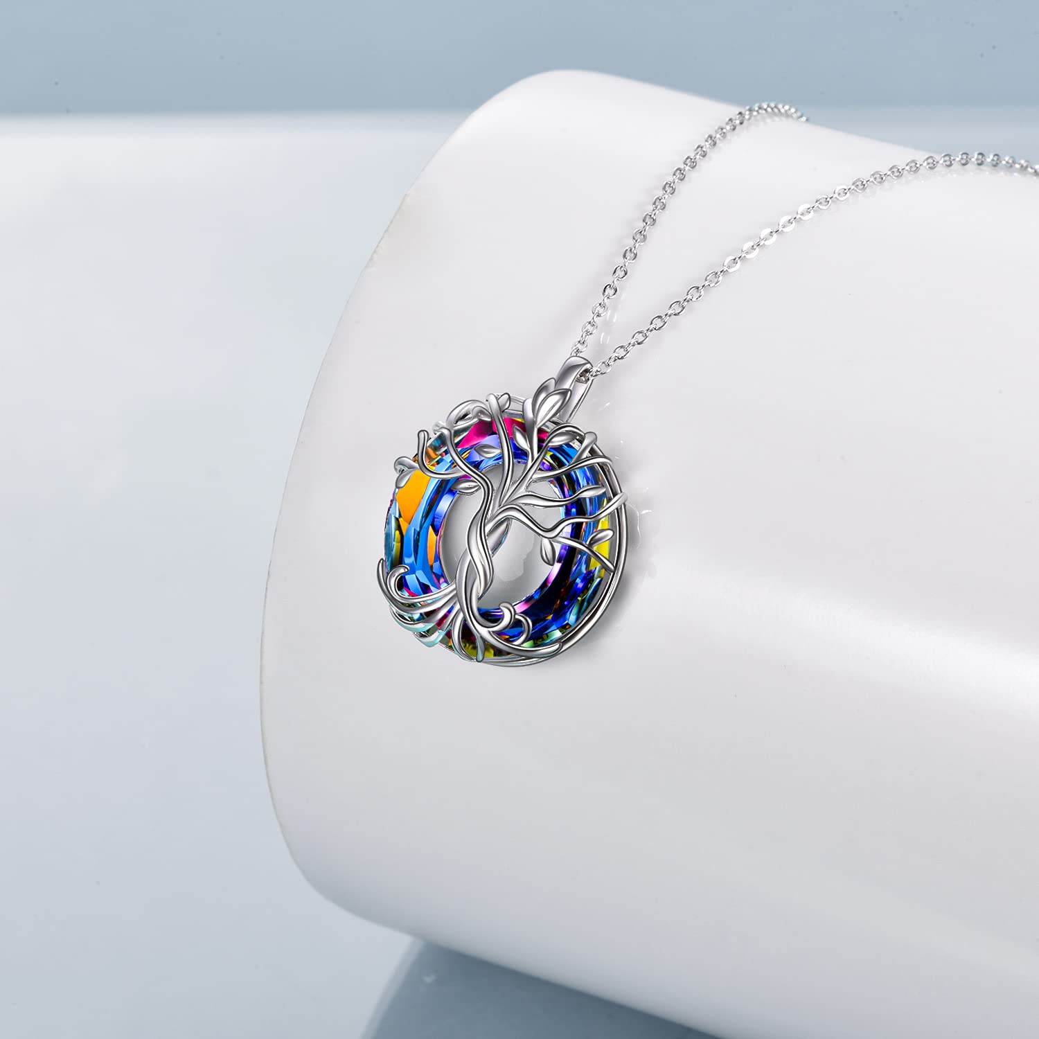 TOUPOP 925 Sterling Silver Tree of Life Necklace for Women - Austrian Crystal Family Jewelry - Elegant Gift for Mom, Mother's Day, Birthday - Perfect for Weddings, Anniversaries & Special Occasions