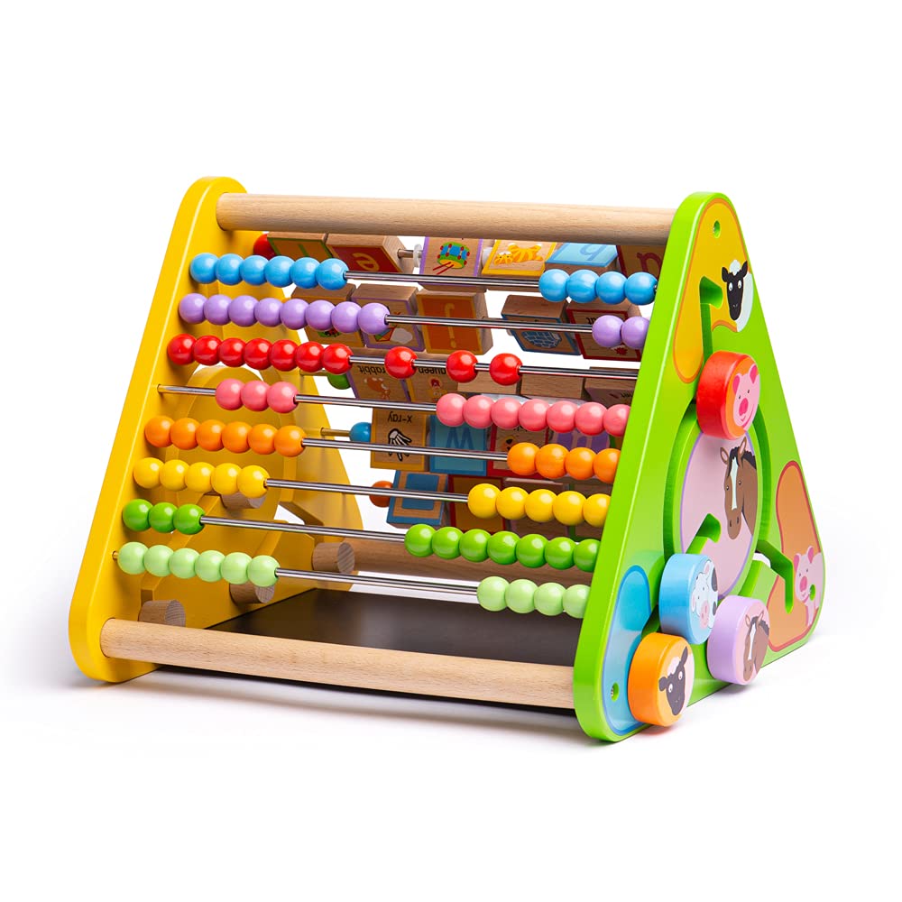 Bigjigs Toys Wooden Early Learning Activity Center for Babies & Toddlers - Montessori Educational Toy, Sensory Play, Developmental Triangle - Perfect for Home, Daycare & Preschool Learning Activities