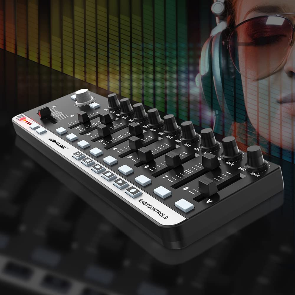 Btuty Portable Mini USB 9-Key Slim-Line MIDI Keyboard Controller - Perfect for Music Production, Live Performance & Studio Recording