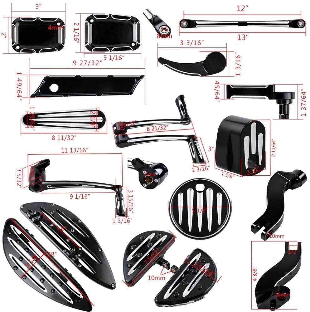 Harley Touring FLH FLT 14-16 Floorboards, Brake Arm Lever, Pedal Shift Linkage, Heel Toe Shifter Peg, Fuel Door, Dash Ignition Switch, Master Cylinder, Saddlebag Cover Latch Lift - Motorcycle Accessories for Comfort & Customization - Perfect for Long Rides & Touring Upgrades