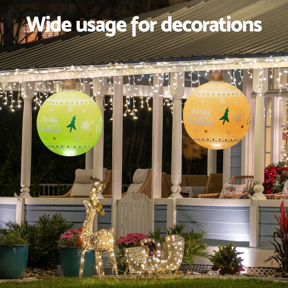 60cm Giant Gold LED Inflatable Christmas Ball Decoration - Outdoor Holiday Party Decor for Yard, Garden, and Festive Events